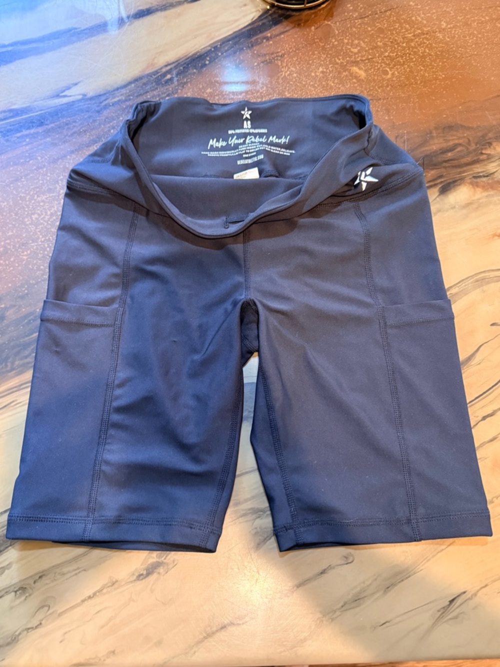 Rebel Athletic Black Bike Shorts with Side Pockets - Black